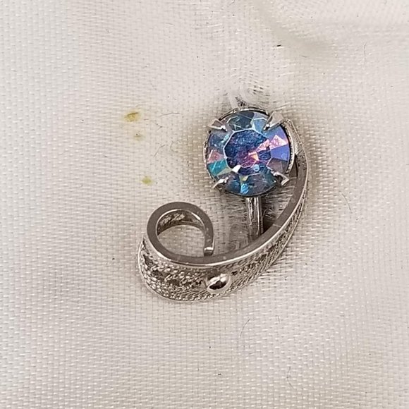 Dixelle Vintage Sterling Necklace & Screw-on Earring Set AB Rhinestone - Picture 13 of 13